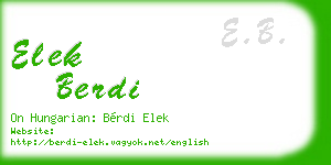 elek berdi business card
